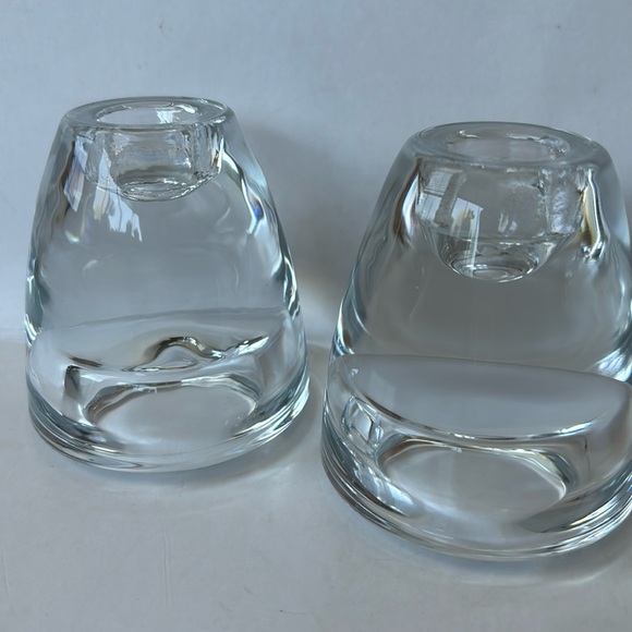 Heavy Glass votive and candle stick holder. Clear weighty glass set of two - Picture 1 of 7
